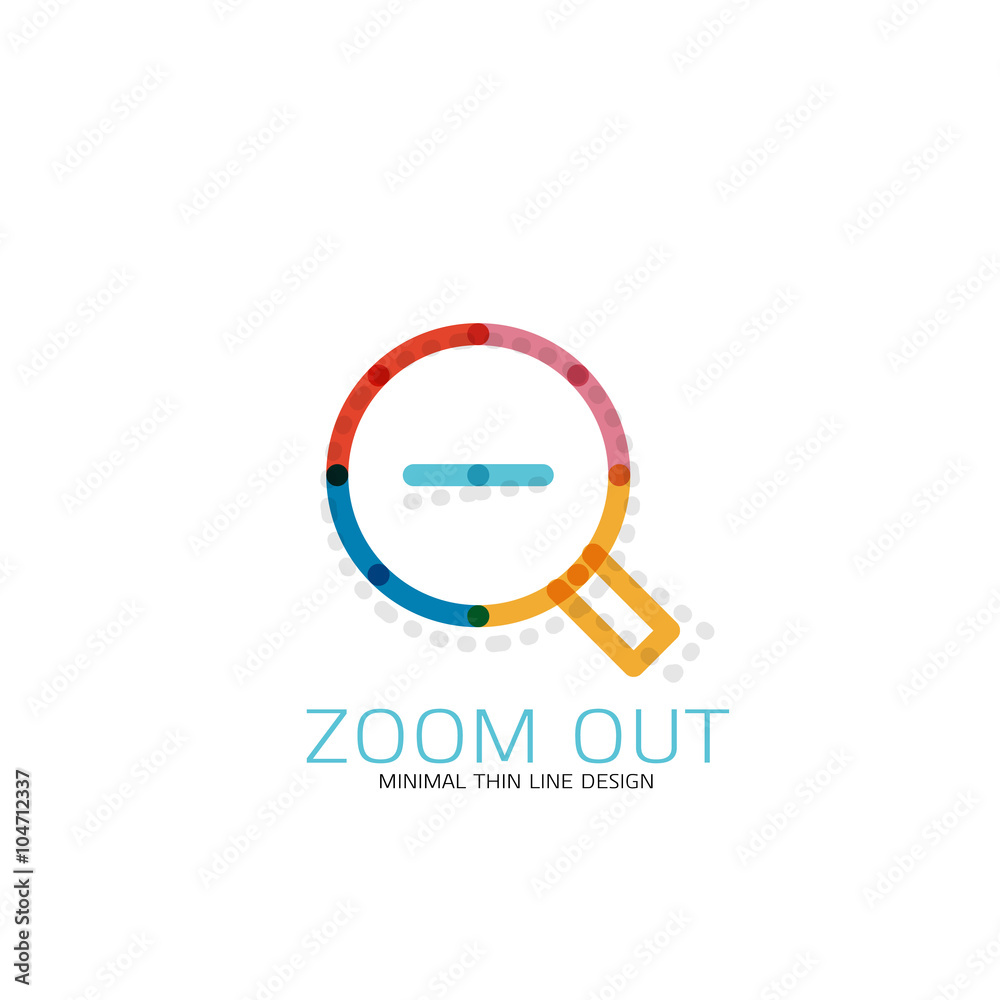 Vector thin line design logo magnifying glass, search and find or zoom logotype concept. Linear minimalistic business icon Vector thin line design logo magnifying glass, search and find or zoom logotype concept. Linear minimalistic business icon