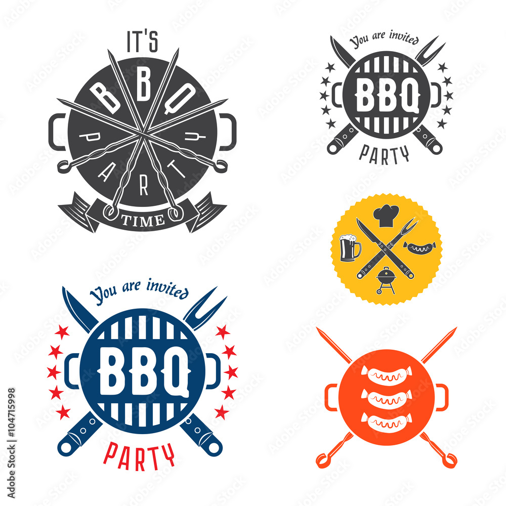 Obraz premium BBQ party invitation card elements