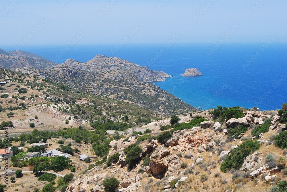 View over Mediterranean from the ruins of ancient Vouni in Cyprus. 