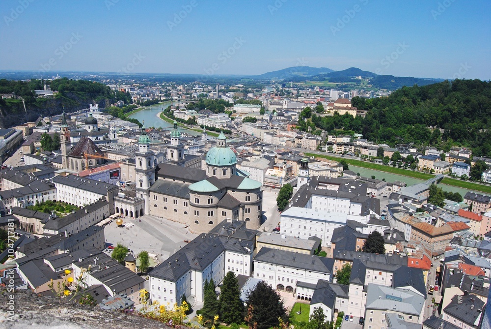 View from Hohensalzburg castle in Salzburg.