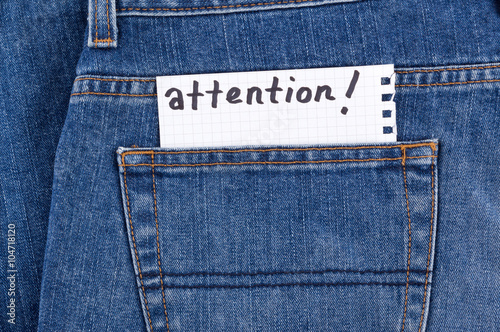 Attention word on note paper