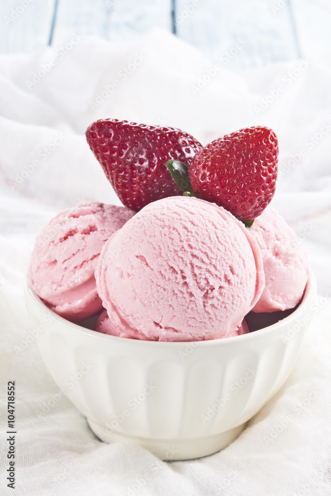 Strawberry ice cream and strawberries. Strawberry ice cream and strawberries.