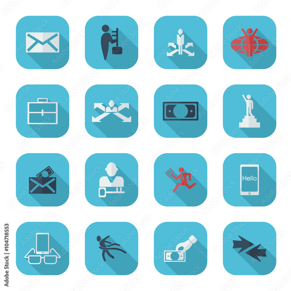Collection set of flat icons business theme
