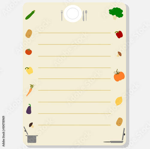 cute colorful template frame for a recipe book or card vector illustration with vegetables
