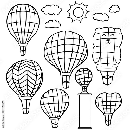 vector set of hot air balloon