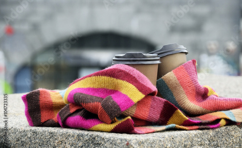 Cofee in color scarf photo