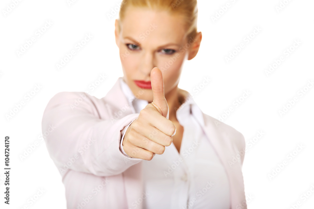 Young happy business woman with thumb up Young happy business woman with thumb up