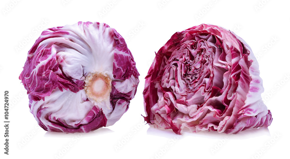 Radicchio, red salad isolated on white background