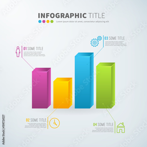 Business infographic bar chart statistics with icons