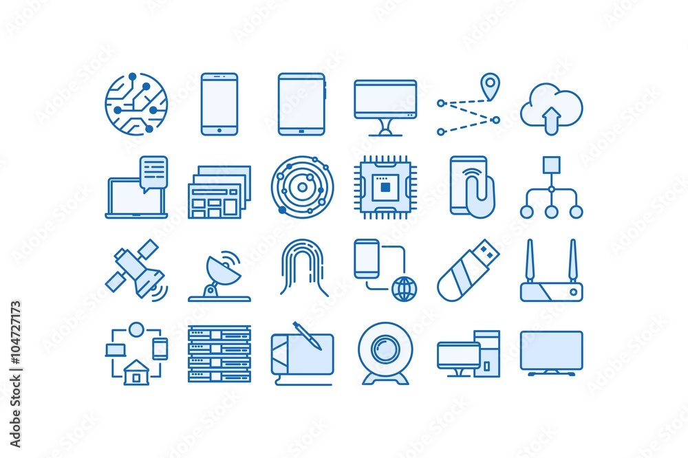 Wireless technology icon set.Line art. Stock vector. Wireless technology icon set.Line art. Stock vector.
