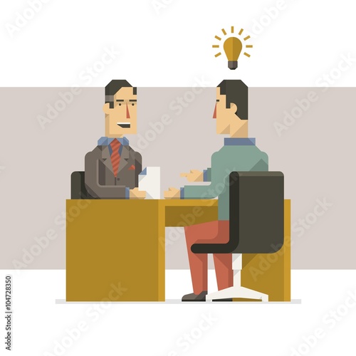 Two man in an interview, vector background