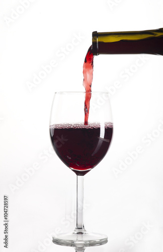 Bottle filling the glass of wine