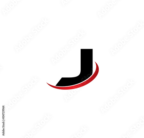 J initial letter with red swoosh