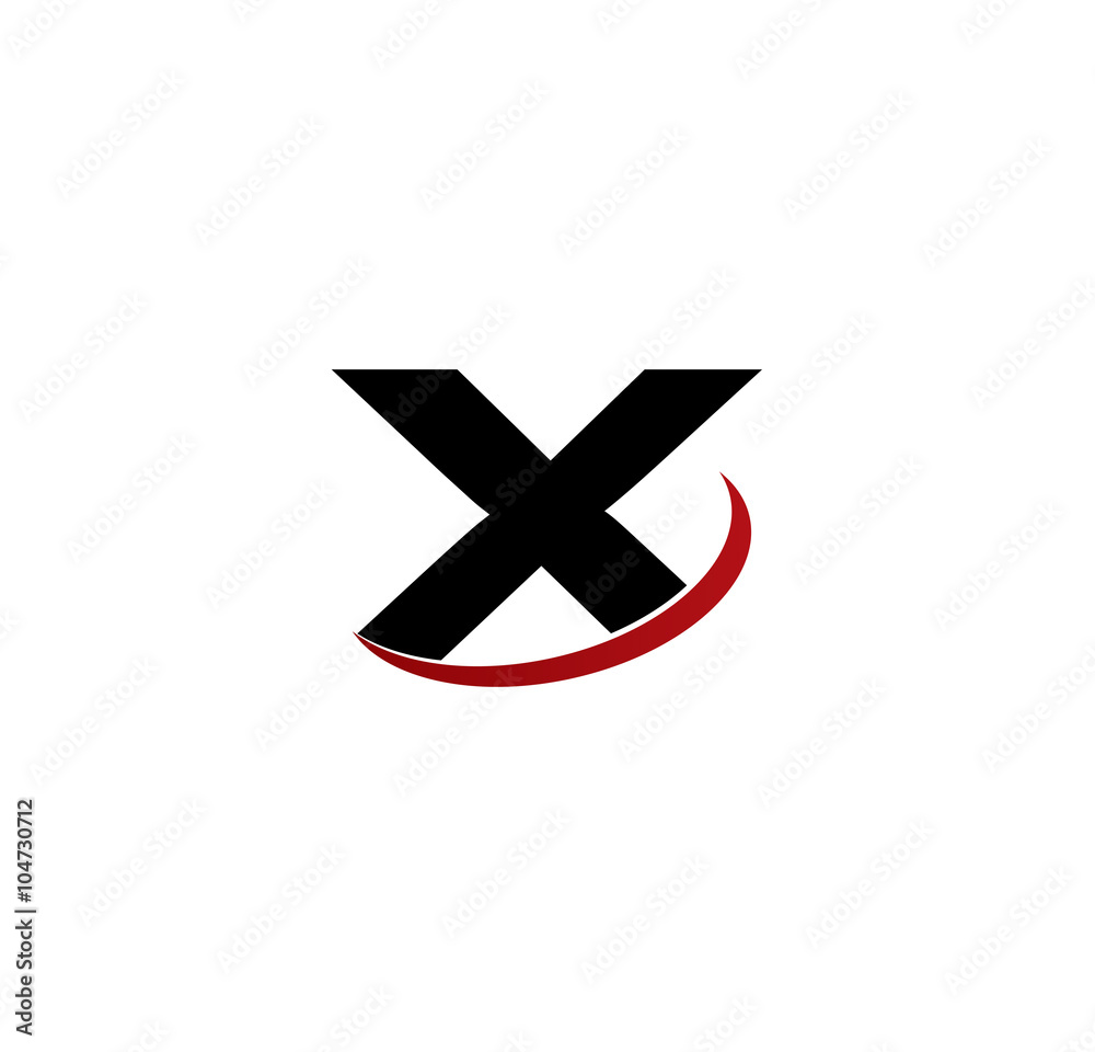 X initial letter with red swoosh X initial letter with red swoosh