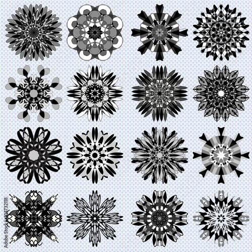 beautiful mandala collection of monochrome symbol