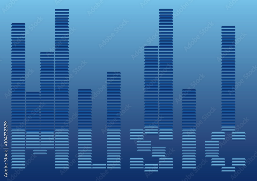 Music vector background. Equalizer vector background. Music illustration. Blue music