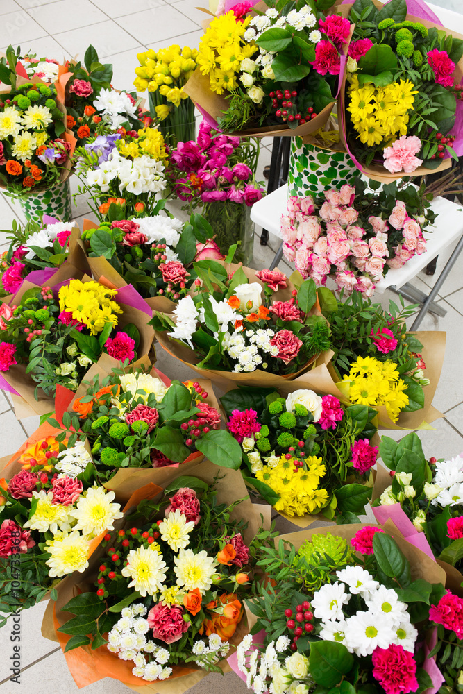 Obraz premium Different flowers bouquets background