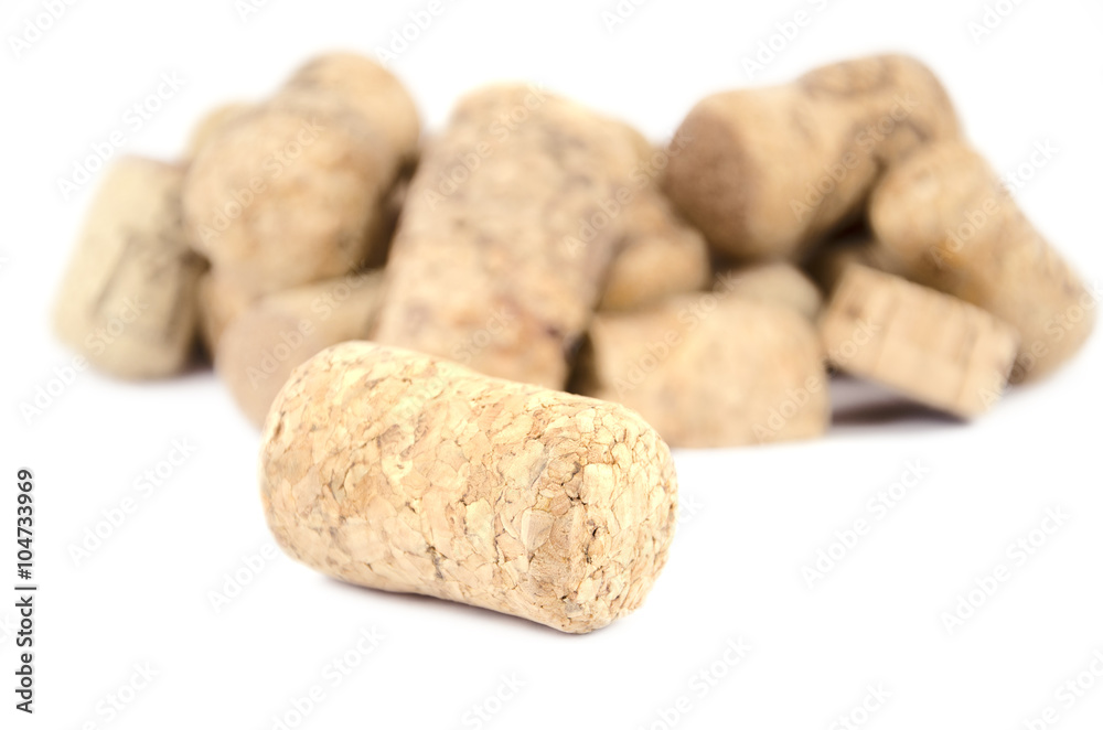 Wine corks on a white background
