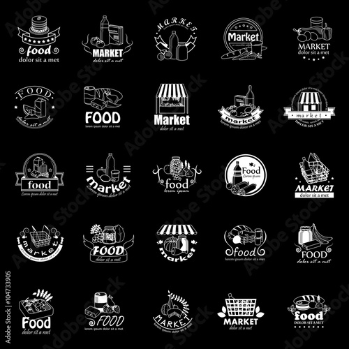 Market Food Icons Set - Vector Illustration