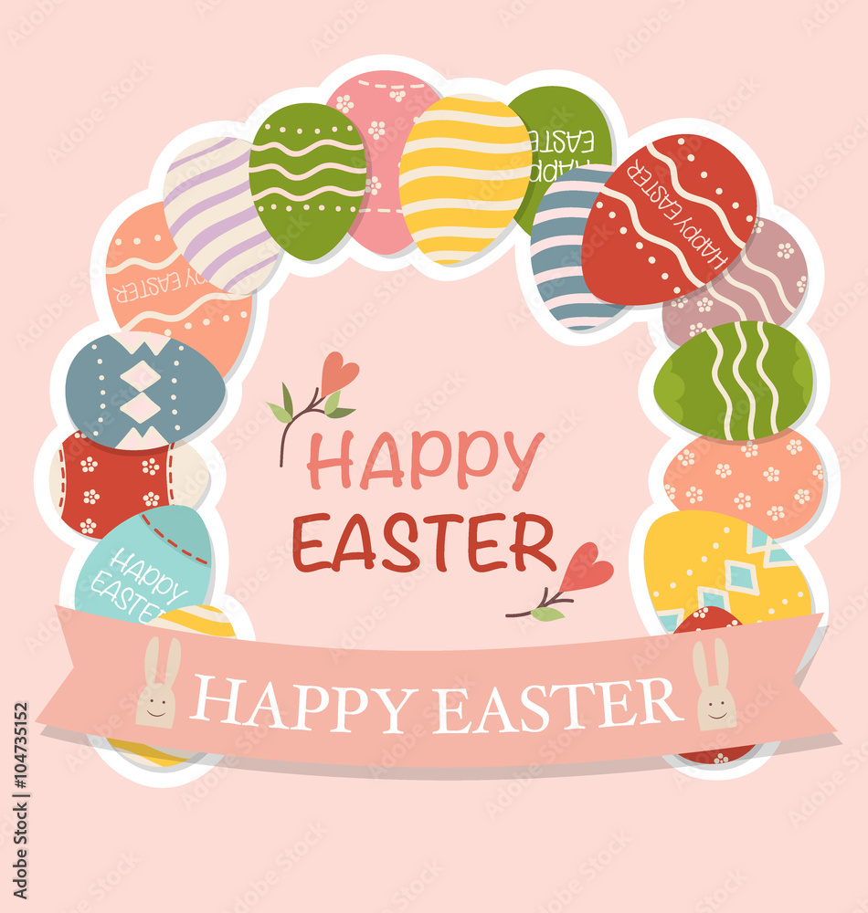 Happy easter cards with Easter eggs. Vector illustration. Happy easter cards with Easter eggs. Vector illustration.