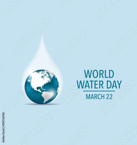 World water day concept with water drop made by globe. Vector il