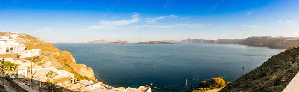 Panorama de la Caldera à Santorin, Les Cyclades en Grèce