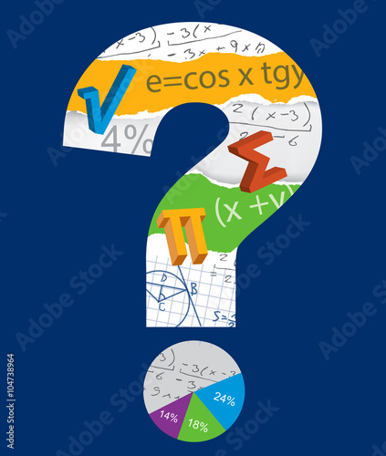 Math question mark.
Mathematics symbols inside the question mark on the blue background . Vector illustration.
