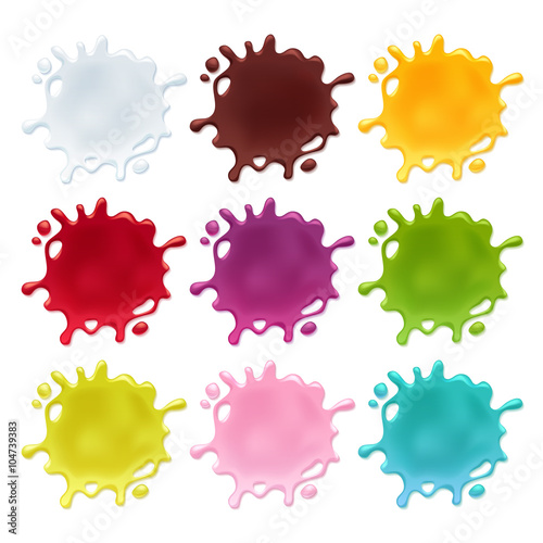 Colorful juice jam paint or honey blots set. 