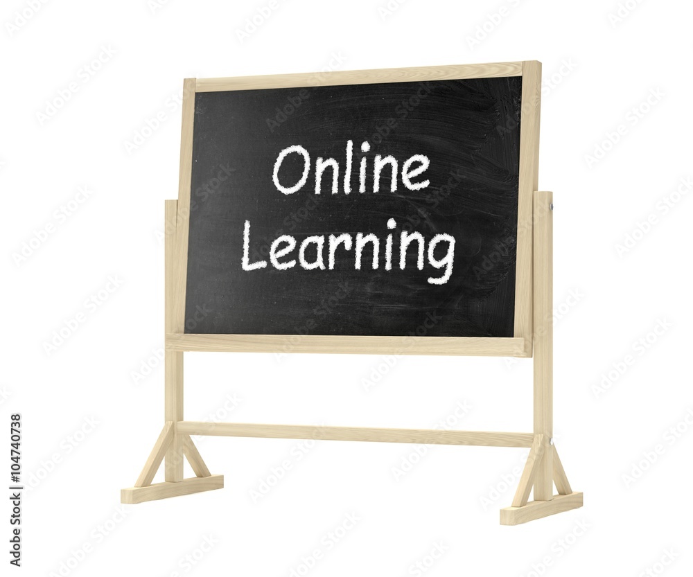 Fototapeta premium Online learning concept. Blackboard, chalkboard isolated on white