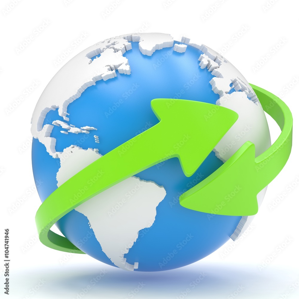 Fototapeta premium Arrows and Earth globe. 3d render