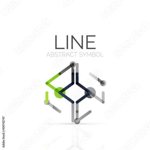 Linear abstract logo, connected multicolored segments of lines geometrical figure © antishock