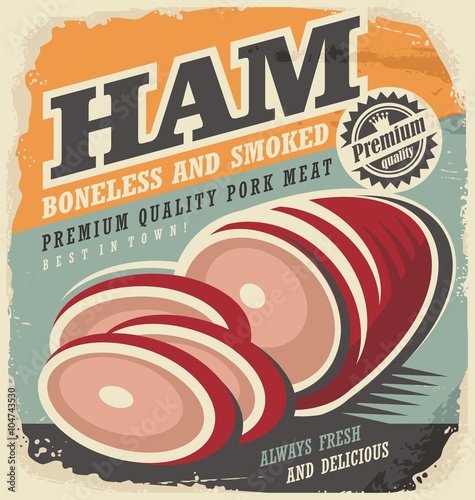 Smoked ham retro poster design