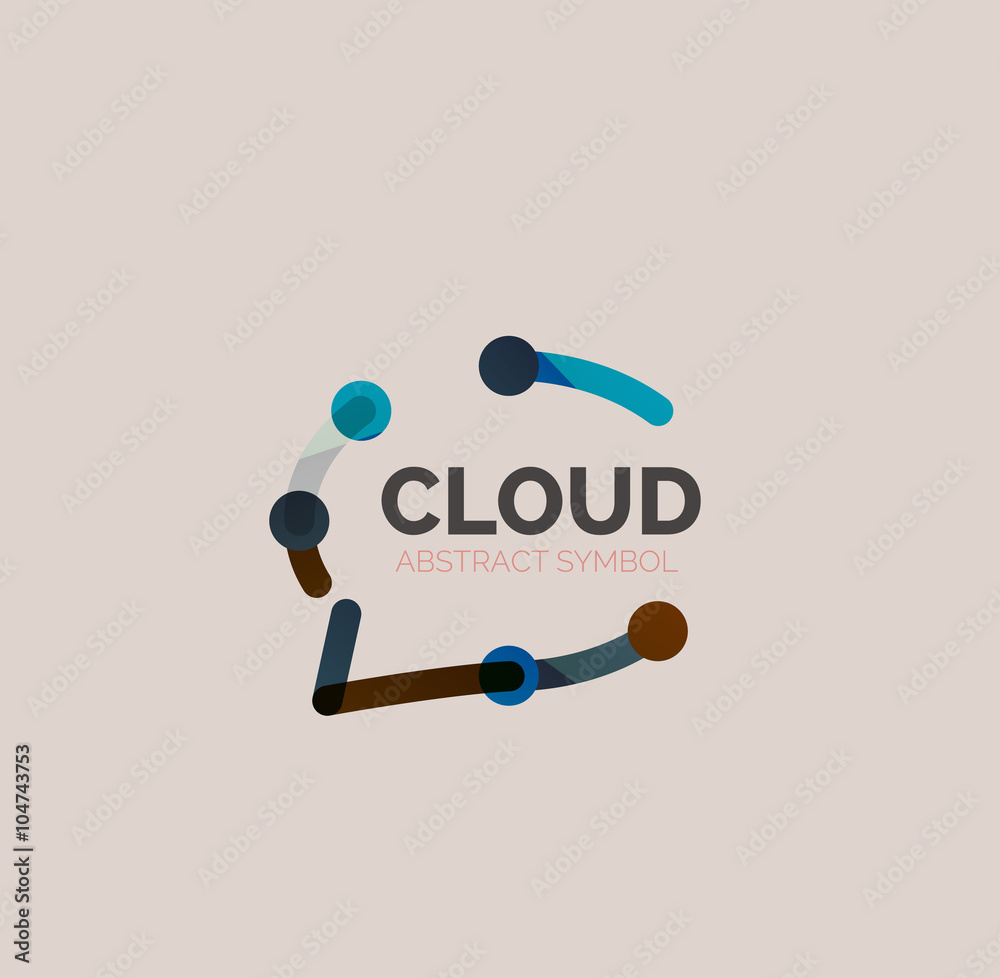 Flat linear design speech cloud logo. Talk bubble, modern geometric industrial thin line icon Flat linear design speech cloud logo. Talk bubble, modern geometric industrial thin line icon