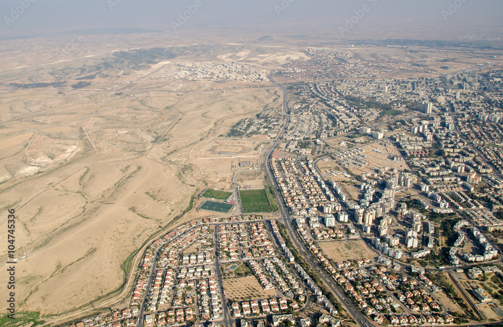 Bird view to Beer-Sheva city - capital of the Negev. Israel