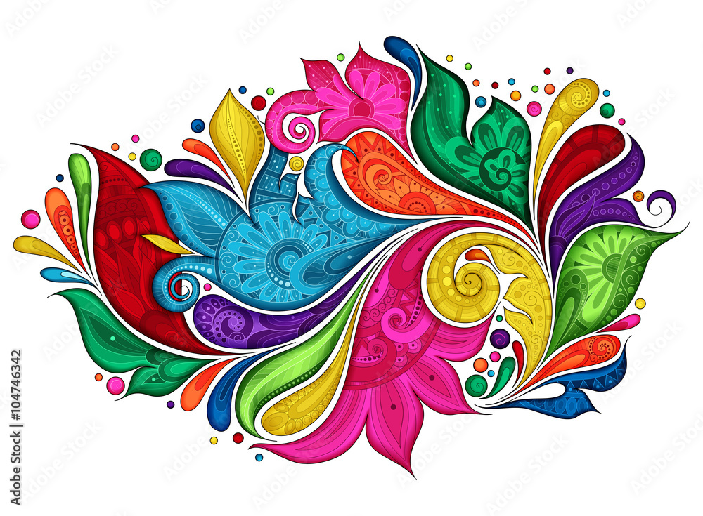 Naklejka premium Vector Colored Floral Background