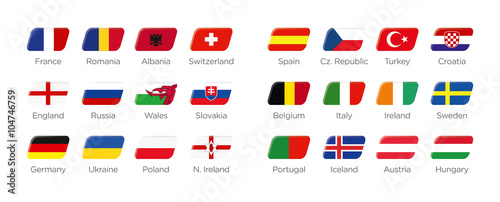 Moderne Symbole Rechteck der Euro Teilnehmer in Frankreich 2016