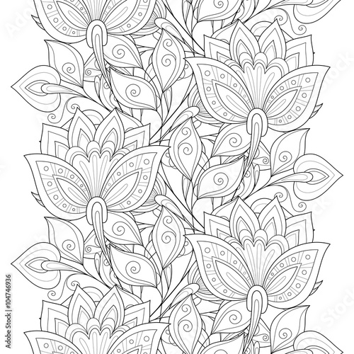 Vector Seamless Monochrome Floral Pattern