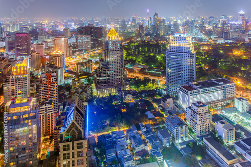 Bangkok city at colorful nightlife, This is a largest city in Southeast Asia and this is shopping center.