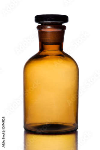 brown pharmacy bottle with glass stopper drugs
