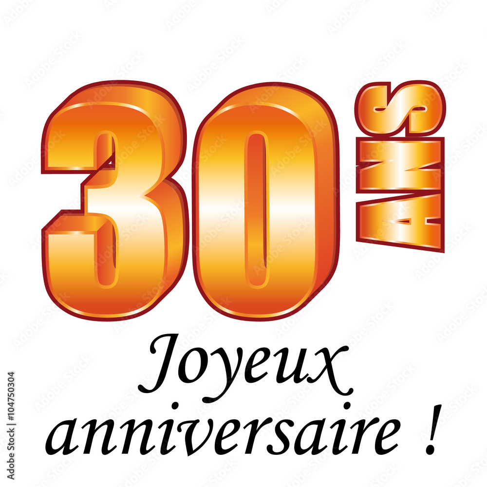 30 Ans Carte De Vœux Joyeux Anniversaire Stock Vector Adobe Stock