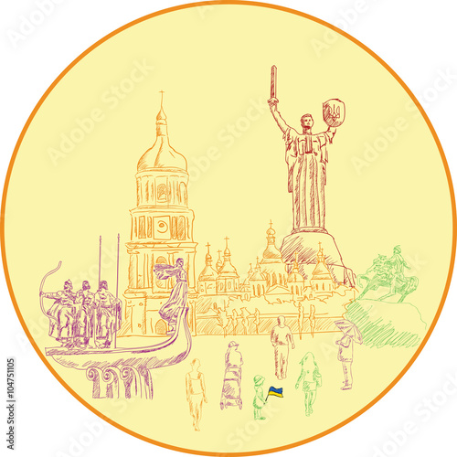 The main sights of Kiev. Vector art