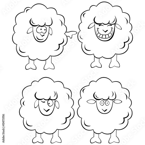 Funny vector white sheep.