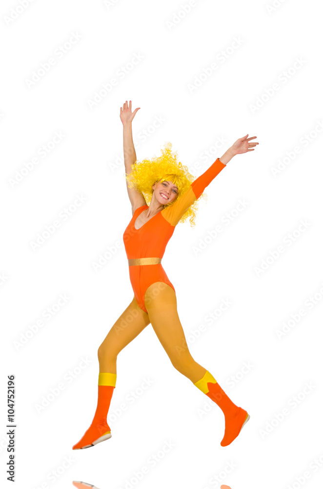 Young girl doing exercises on white Young girl doing exercises on white