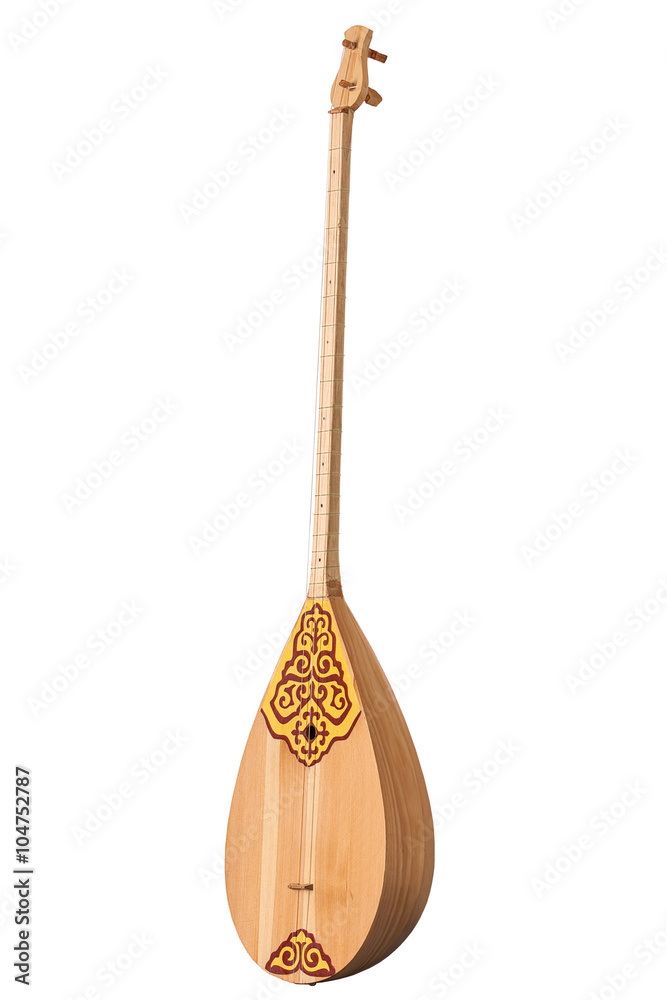 dombra is a musical instrument two string pear-shaped long necked wood  isolated on white background popular in the Republic of Kazakhstan foto de  Stock | Adobe Stock