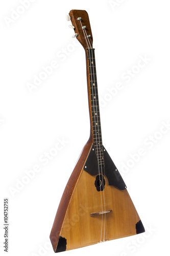 Foto balalaika Russian folk musical instrument yellow isolated on white background