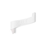 White sale sign, paper banner, vector ribbon with shadow isolated on white