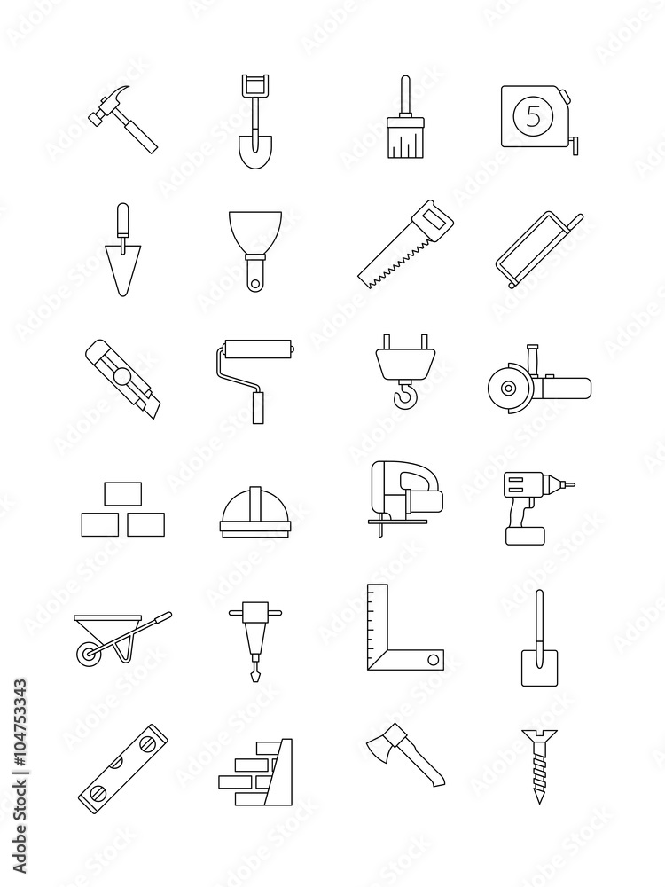 Vector black construction icons set Vector black construction icons set