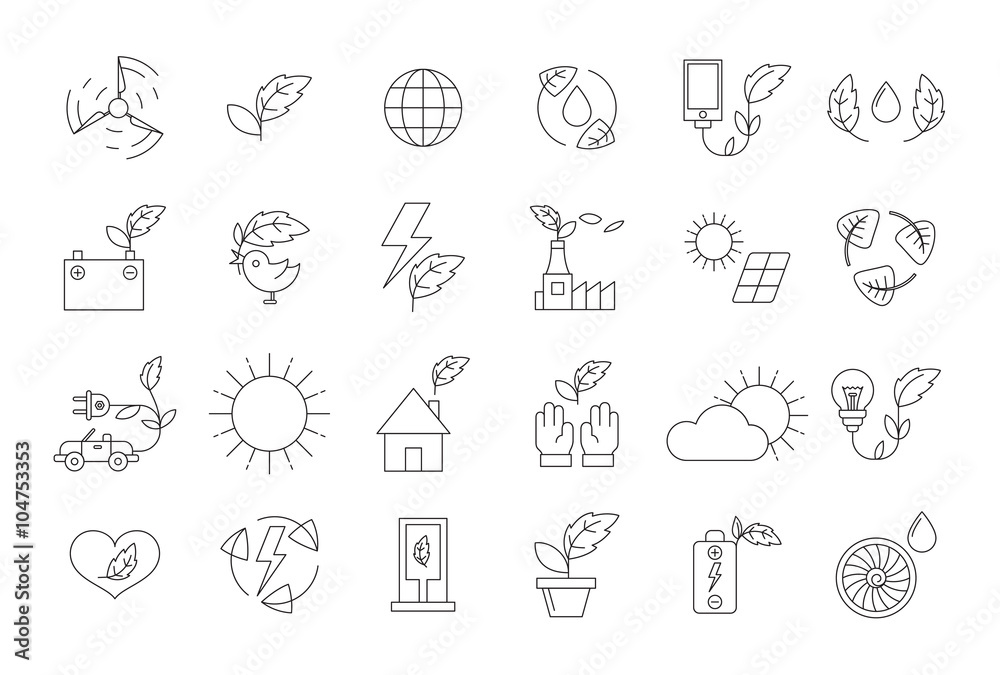 Vector black eco icons set