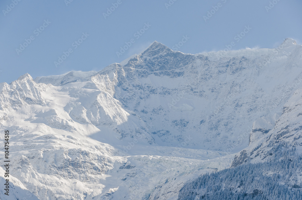 Grindelwald, Dorf, Bergdorf, Grindelwaldgletscher, Gletscher, Fiescherhörner, Finsteraarhorn, Alpen, Schweizer Berge, Wintersport, Winter, Berner Oberland, Schweiz