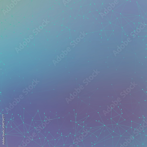 Geometric blue background molecule and communication . Connected lines with dots. Medicine, science, technology graphic backdrop for your design. Vector illustration